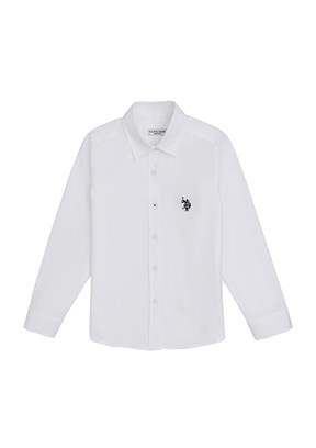 US POLO ASSN Kız Çocuk Beyaz Uzun Kol Gömlek