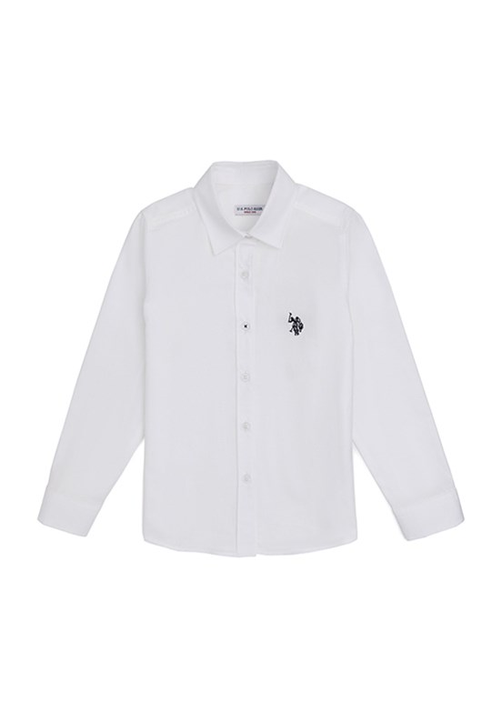 US POLO ASSN Kız Çocuk Beyaz Uzun Kol Gömlek
