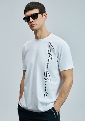 LUFIAN Beyaz Erkek Örme T-Shirt
