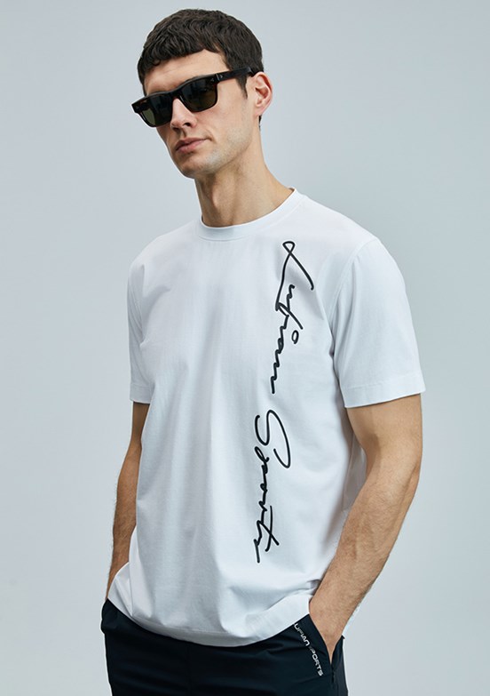 LUFIAN Beyaz Erkek Örme T-Shirt
