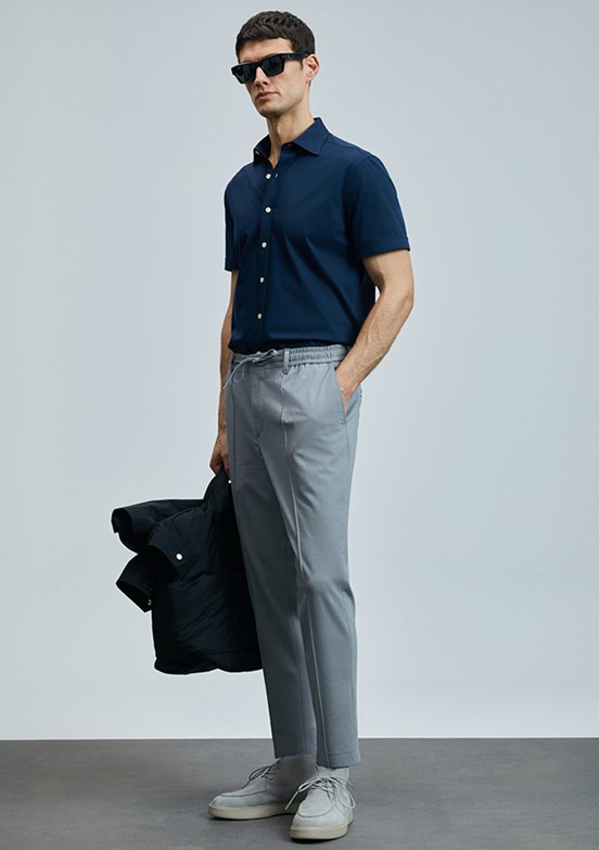 LUFİAN Gri Erkek Chino Pantolon