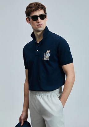 LUFİAN Lacivert Erkek Polo Yaka T-Shirt