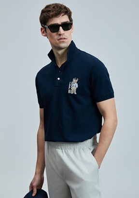LUFİAN Lacivert Erkek Polo Yaka T-Shirt