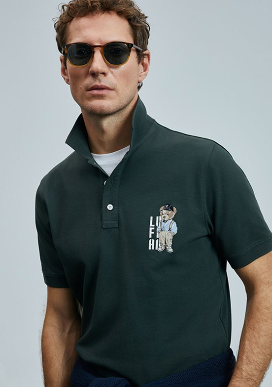LUFİAN Yeşil Erkek Polo Yaka T-Shirt