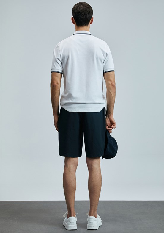 LUFİAN Beyaz Erkek Polo Yaka T-Shirt