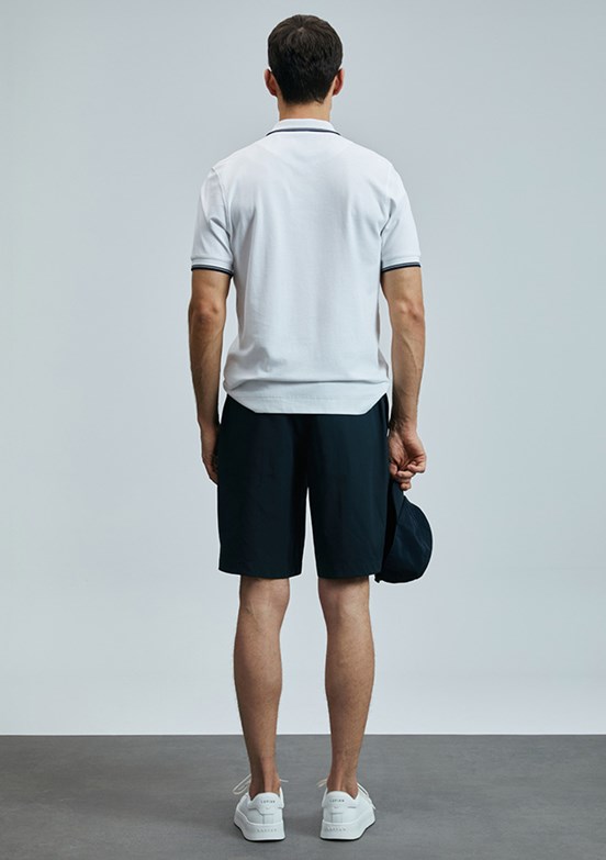 LUFIAN Beyaz Erkek Polo Yaka T-Shirt