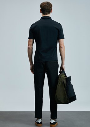 LUFIAN Siyah Erkek Polo Yaka T-Shirt