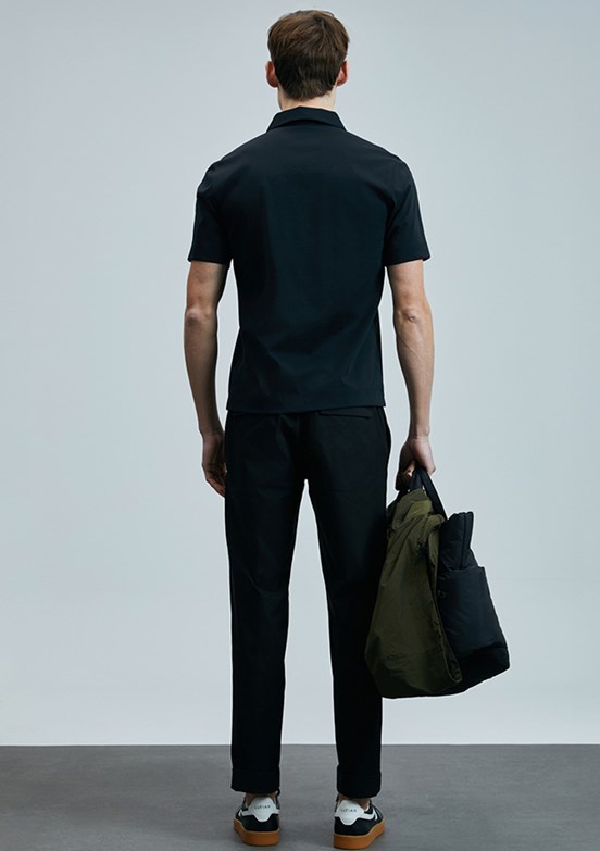 LUFIAN Siyah Erkek Polo Yaka T-Shirt