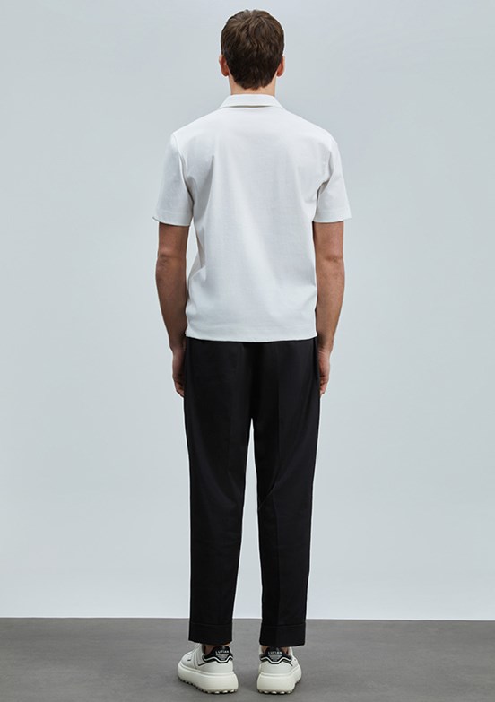 LUFİAN Beyaz Erkek Polo Yaka T-Shirt