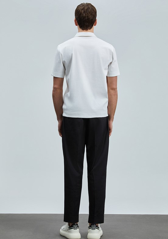 LUFİAN Beyaz Erkek Polo Yaka T-Shirt