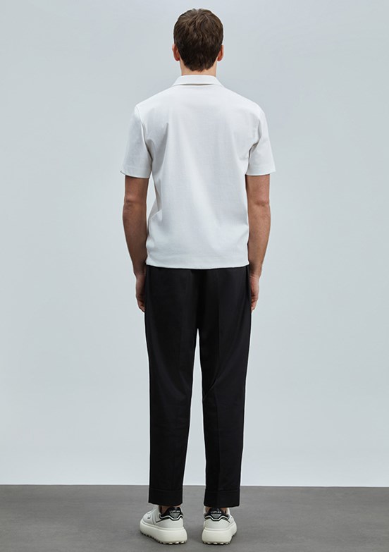 LUFIAN Beyaz Erkek Polo Yaka T-Shirt