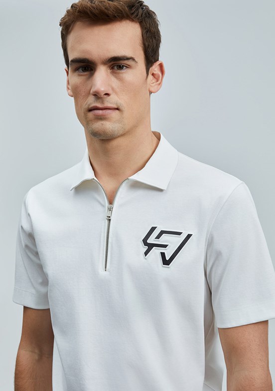 LUFİAN Beyaz Erkek Polo Yaka T-Shirt