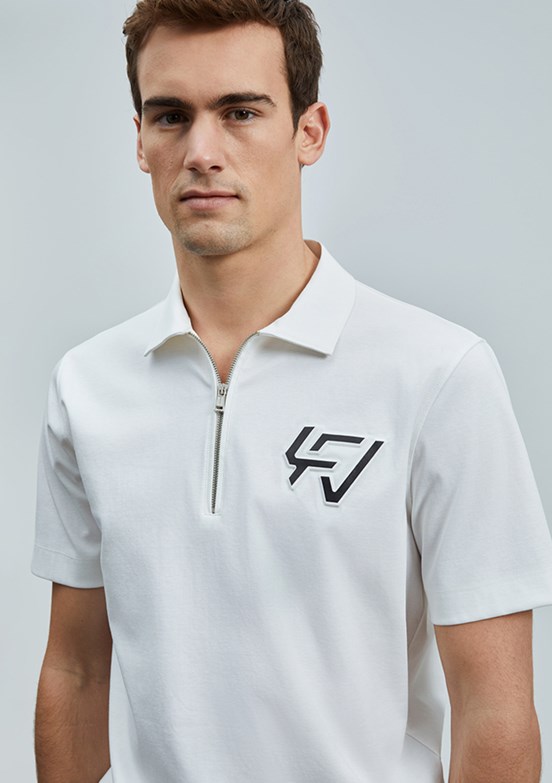 LUFİAN Beyaz Erkek Polo Yaka T-Shirt