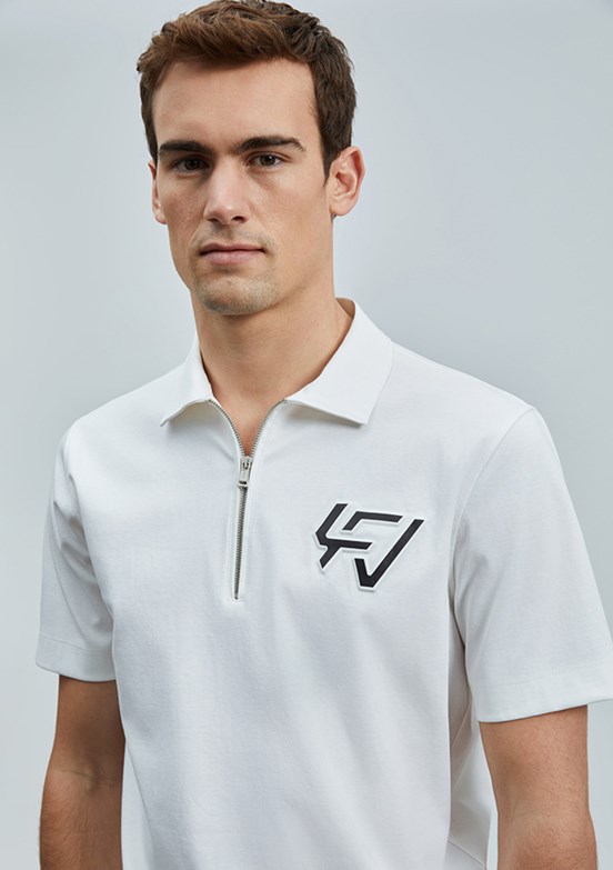 LUFIAN Beyaz Erkek Polo Yaka T-Shirt