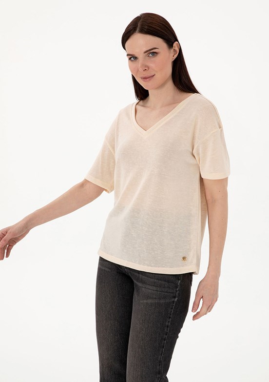 PIERRE CARDIN Beyaz Kadın Comfort T-shirt