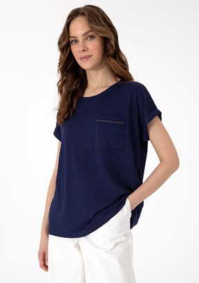 PIERRE CARDIN Lacivert Kadın Regular T-Shirt