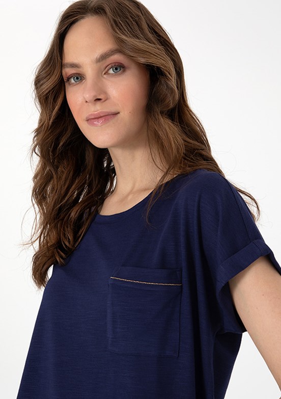 PIERRE CARDIN Lacivert Kadın Regular T-Shirt