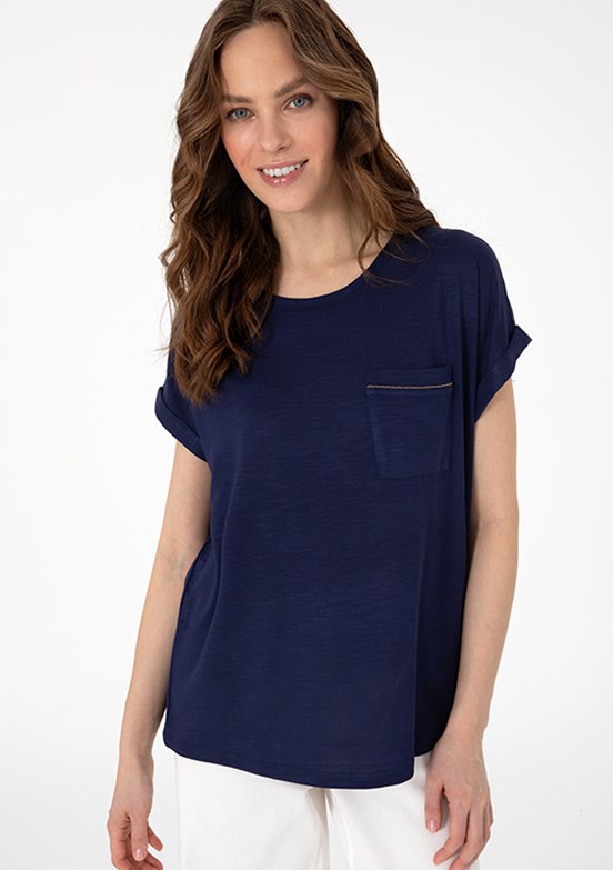 PIERRE CARDIN Lacivert Kadın Regular T-Shirt