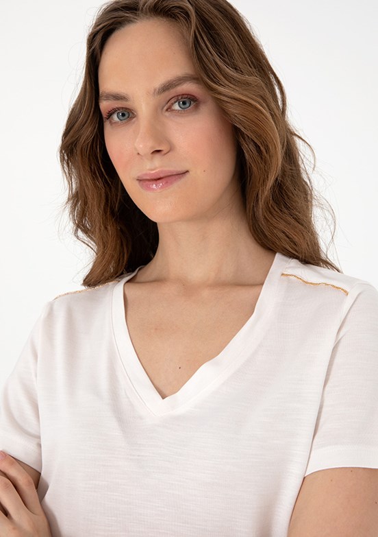 PIERRE CARDIN Beyaz Kadın Regular T-shirt