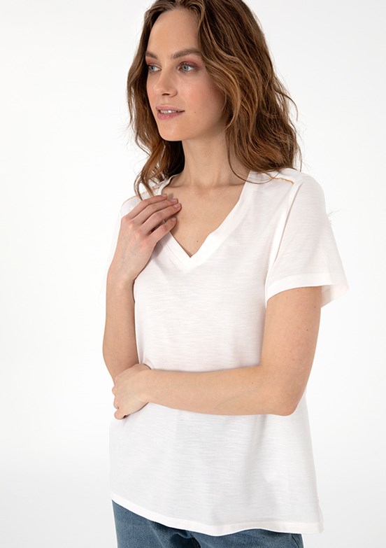 PIERRE CARDIN Beyaz Kadın Regular T-shirt