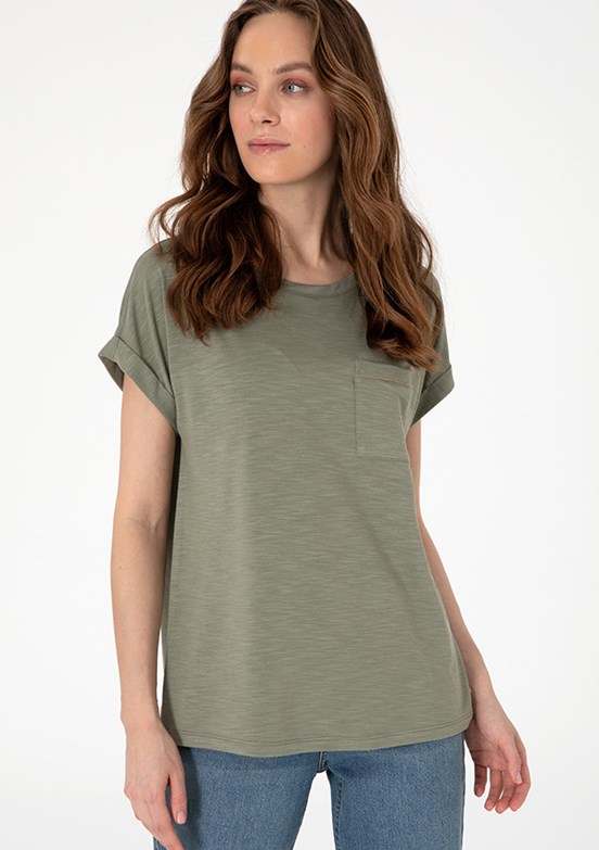 PIERRE CARDIN Yeşil Kadın Regular T-shirt
