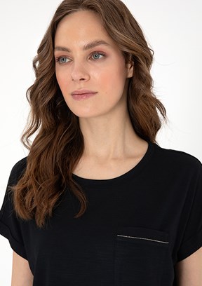 PIERRE CARDIN Siyah Kadın Regular T-Shirt