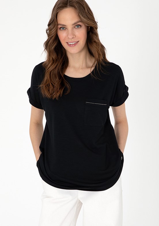 PIERRE CARDIN Siyah Kadın Regular T-Shirt