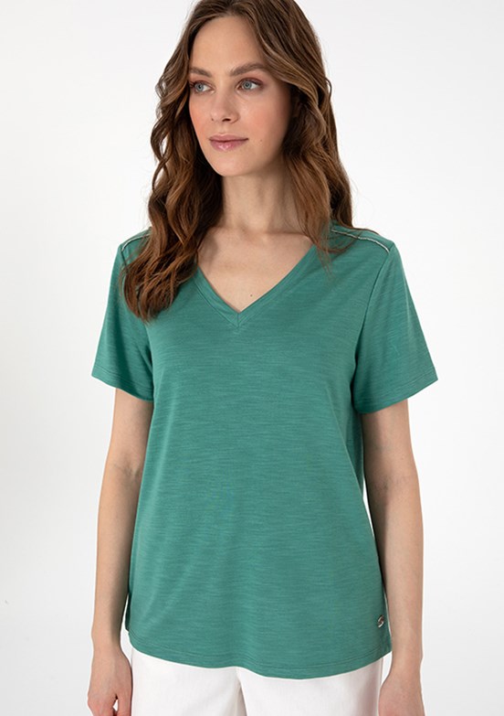 PIERRE CARDIN Yeşil Kadın Regular T-Shirt