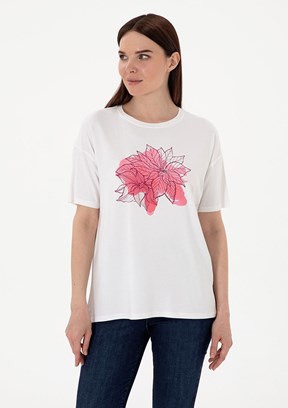 PIERRE CARDIN Beyaz Kadın Regular T-shirt