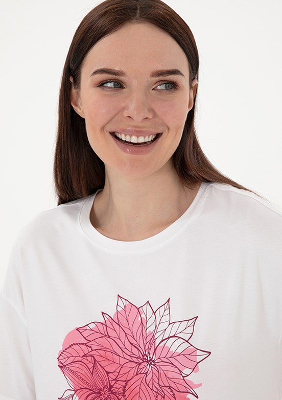 PIERRE CARDIN Beyaz Kadın Regular T-shirt