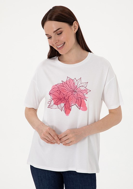 PIERRE CARDIN Beyaz Kadın Regular T-shirt