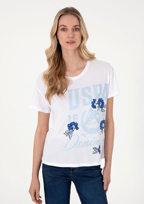 US POLO ASSN Beyaz Kadın Comfort T-Shirt