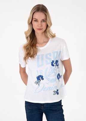 US POLO ASSN Beyaz Kadın Comfort T-Shirt