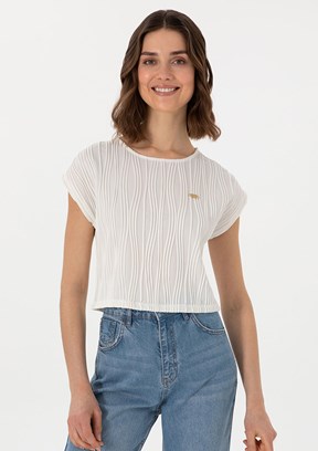US POLO ASSN Beyaz Kadın A-Form Fit T-shirt