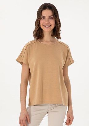 US POLO ASSN Kahverengi Kadın Regular T-shirt
