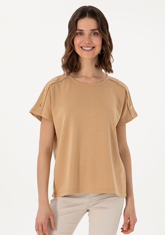 US POLO ASSN Kahverengi Kadın Regular T-shirt