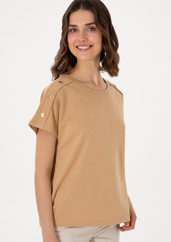 US POLO ASSN Kahverengi Kadın Regular T-shirt