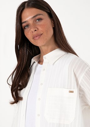 US POLO ASSN Beyaz Kadın Uzun Kol Gömlek