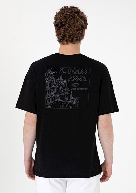 US POLO ASSN Siyah Erkek Bisiklet Yaka T-Shirt