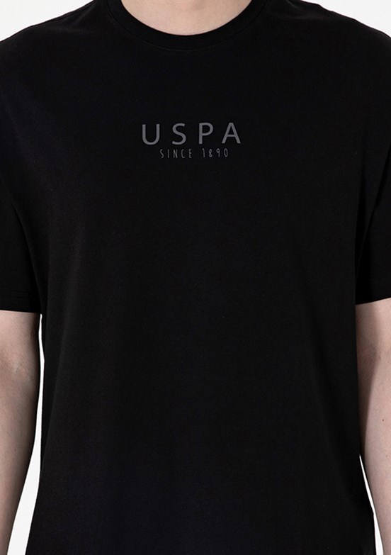 US POLO ASSN Siyah Erkek Bisiklet Yaka T-Shirt