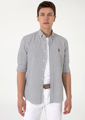US POLO ASSN Yeşil Erkek Slim Gömlek