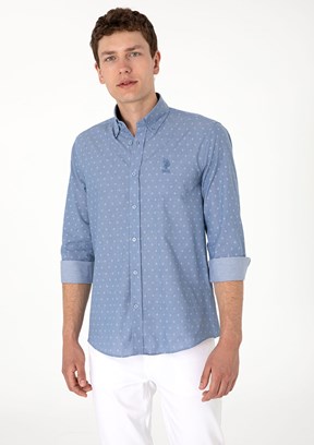 US POLO ASSN Mavi Erkek Uzun Kol Gömlek