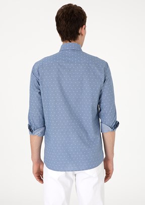US POLO ASSN Mavi Erkek Uzun Kol Gömlek