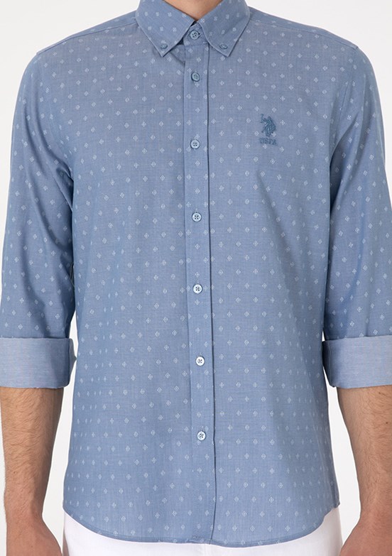 US POLO ASSN Mavi Erkek Uzun Kol Gömlek