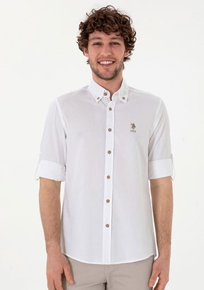 US POLO ASSN Beyaz Erkek Uzun Kol Gömlek