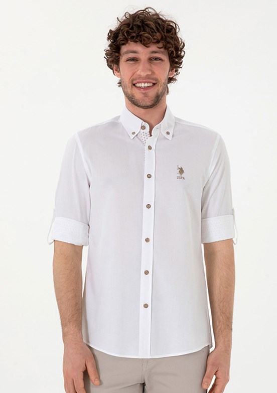 US POLO ASSN Beyaz Erkek Uzun Kol Gömlek