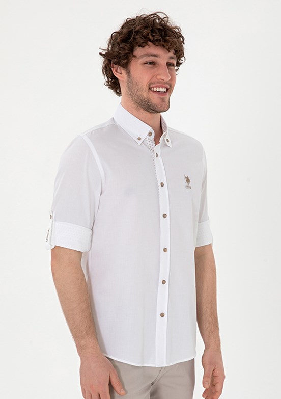 US POLO ASSN Beyaz Erkek Uzun Kol Gömlek