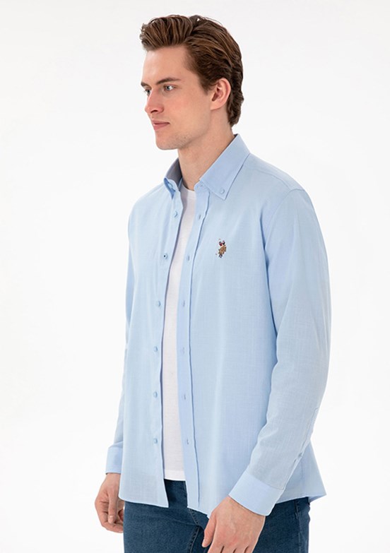 US POLO ASSN - Erkek Mavi Regular Gömlek