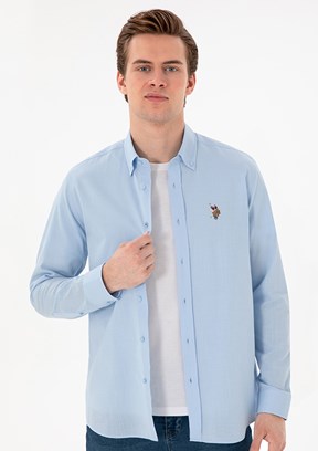 US POLO ASSN - Erkek Mavi Regular Gömlek