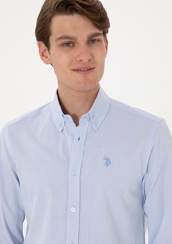 US POLO ASSN Mavi Erkek Slim Gömlek